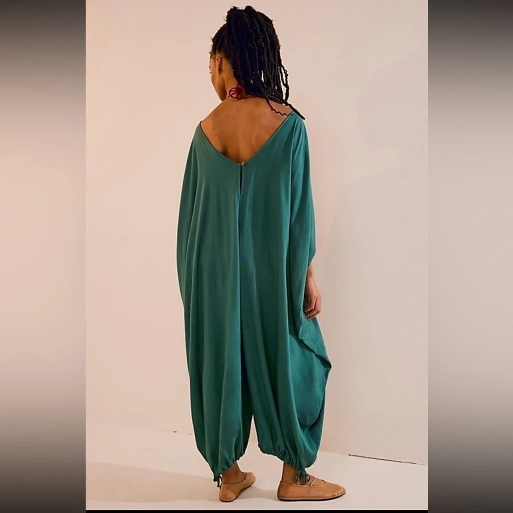 NWOT Free People Milo One-Piece Oversized Dolman Sleeve Linen Viscose Jumpsuit